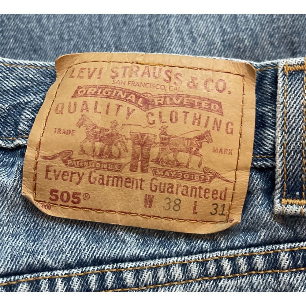 Levi's 505 Denim Jeans Men's 38x29 Regular Fit Straight Leg Med Wash Relaxed - Picture 5 of 5